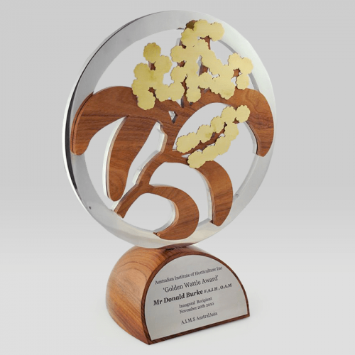 Horticulture Australia Award in Polished Stainless, Brass and Black Wattle Timber