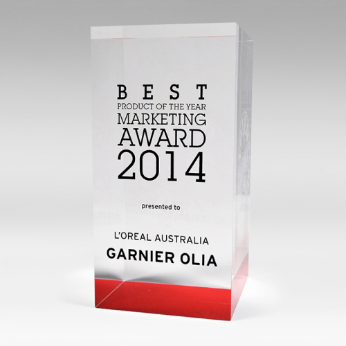 Product of The Year Marketing Award as Solid Clear Acrylic Tower