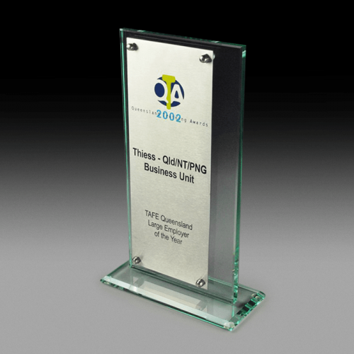 Queensland Training Award as Jade Glass Tower and Printed Stainless