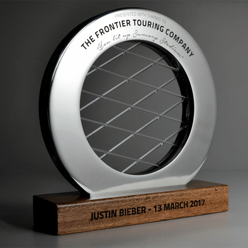 Suncorp Stadium Concert Momentos for Coldplay and Justin Bieber in Stainless Steel and Timber