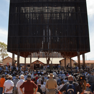 Stainless steel memorial plaque commemorating the opening of the Tree of Knowledge at Barcaldine. Designed by Brian Hopper Architect and m3architecture.