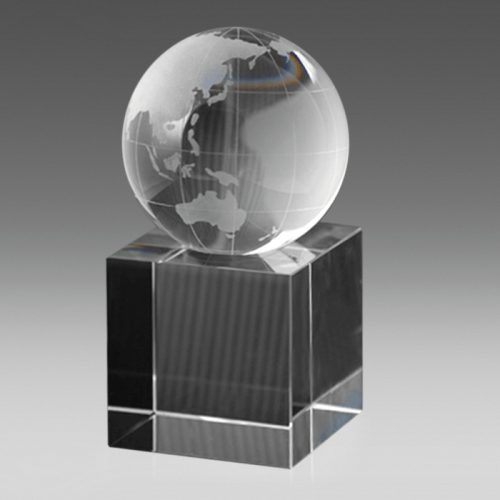 Spinning World Globe Crystal Award OAGL80