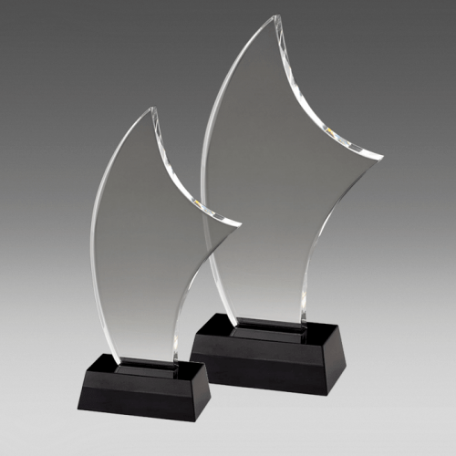 Optical Crystal Trophy on Black Base OE037
