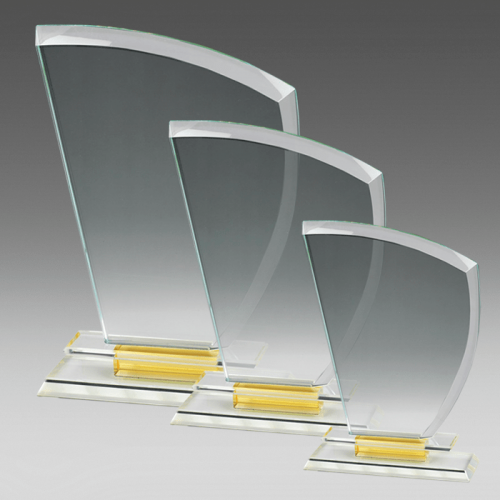 Optical Crystal Trophy on Clear and Gold Layered Base OE042