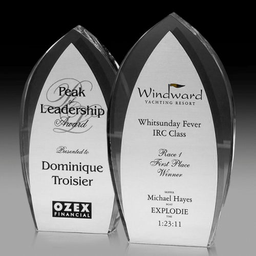 Modern Acrylic Trophy with Metallic Fascia Platinum Eternal PAE