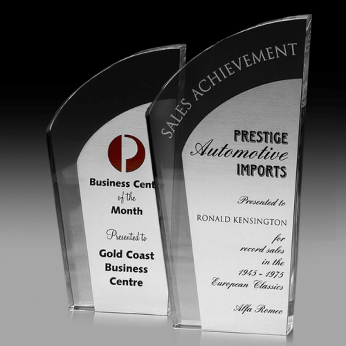 Modern Acrylic Trophy with Metallic Fascia Platinum Noble PAN