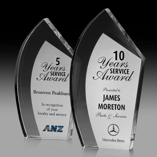 Modern Acrylic Trophy with Metallic Fascia Platinum Rare PAR
