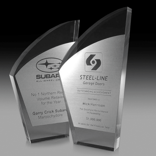 Modern Acrylic Trophy with Metallic Fascia Platinum Earth PAT