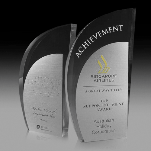 Modern Acrylic Trophy with Metallic Fascia Platinum Wind PAW