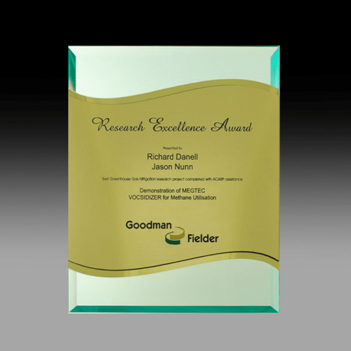 Sapphire Green Acrylic Plaque with Wave Metallic Fascia SAPW