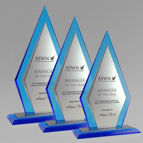 Sapphire Blue Crown Acrylic Award with Bevelled Base SBCA