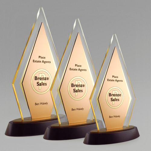 Sapphire Clear Crown Acrylic Award with Rosewood Oval Base SCCR