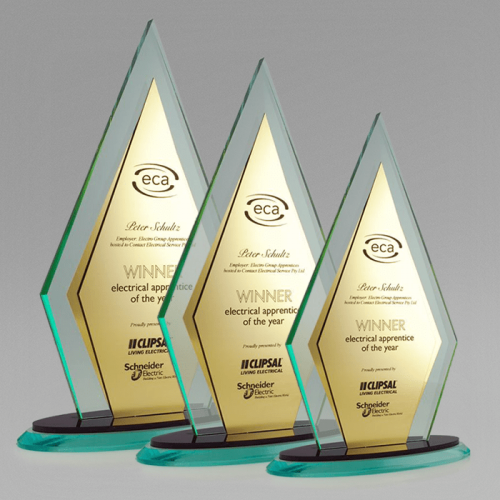 Sapphire Green Crown Acrylic Award with Bevelled Oval Base SGCO