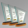 Sapphire Green Pinnacle Acrylic Award with Solid Beech Timber Base SGPB