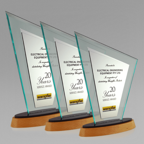 Sapphire Green Pinnacle Acrylic Award with Solid Beech Timber Base SGPB