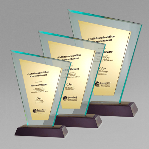 Sapphire Green Pinnacle Acrylic Award with Rosewood Timber Base SGPR