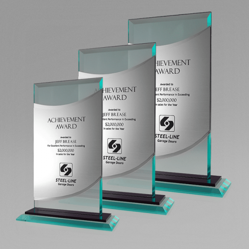 Sapphire Green Tower Acrylic Award with Bevelled Base SGTA