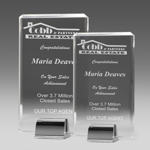 Crystal Award with Chrome Stand YJ15