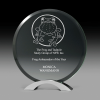 Round Jade Glass Award on Chrome Base CG218
