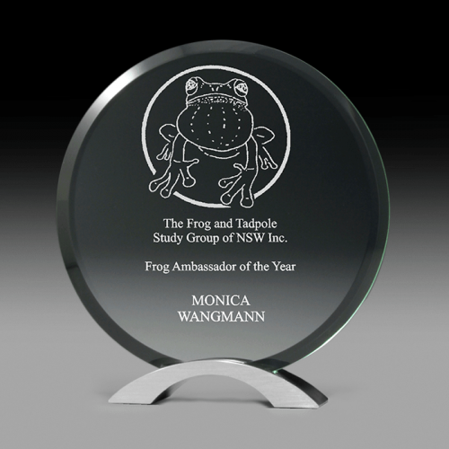 Round Jade Glass Award on Chrome Base CG218