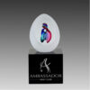 Crystal Egg with Internal Flower on Black Base LC30